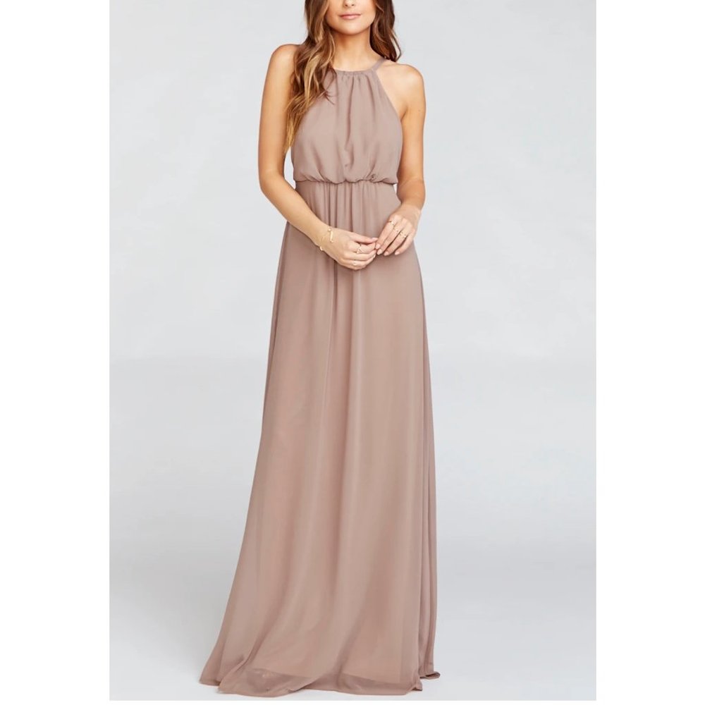 NWT Amanda Maxi Bridesmaid Dress - Dune Chiffon